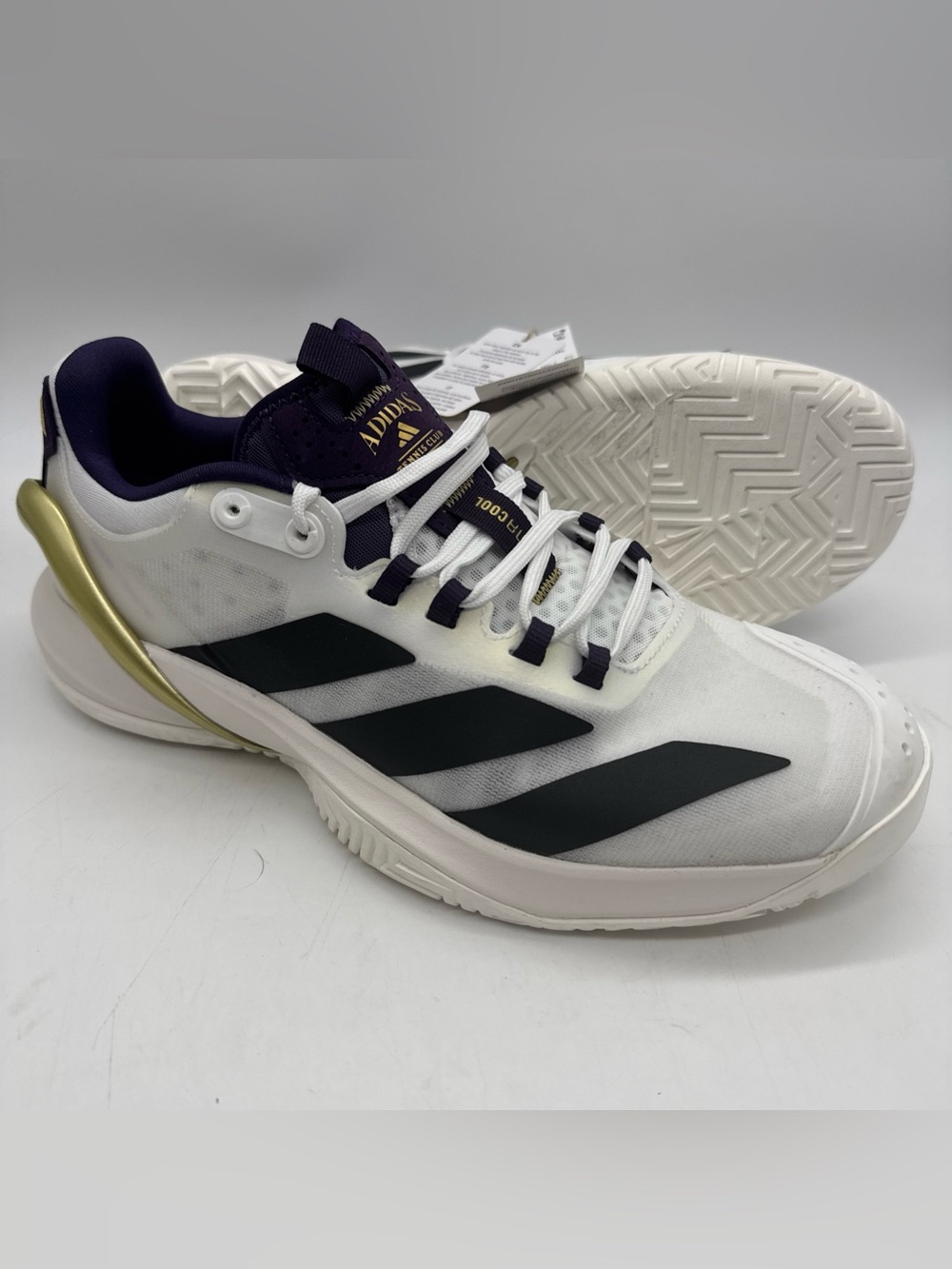 Adidas Men's Adizero Cybersonic Tennis Shoes White Purple Gold Size 10 JQ5382